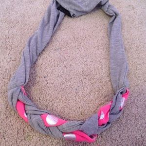 Pink And Gray Braided Scarf